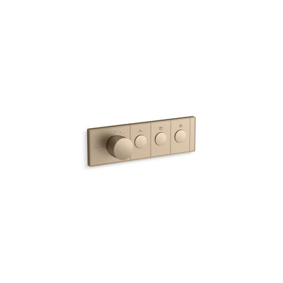 Anthem Three-Outlet Thermostatic Valve Control Panel With Recessed Push-Buttons