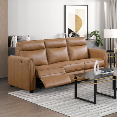 Canapé inclinable électrique moderne brun avec ports de chargement USB et revêtement mural inclinable en similicuir pour salon 1 pièce