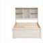 Lit plateforme simple, cadre de chambre à coucher avec tête de lit bibliothèque, port USB intégré et tiroirs sous le lit, panneau de particules blanc pur