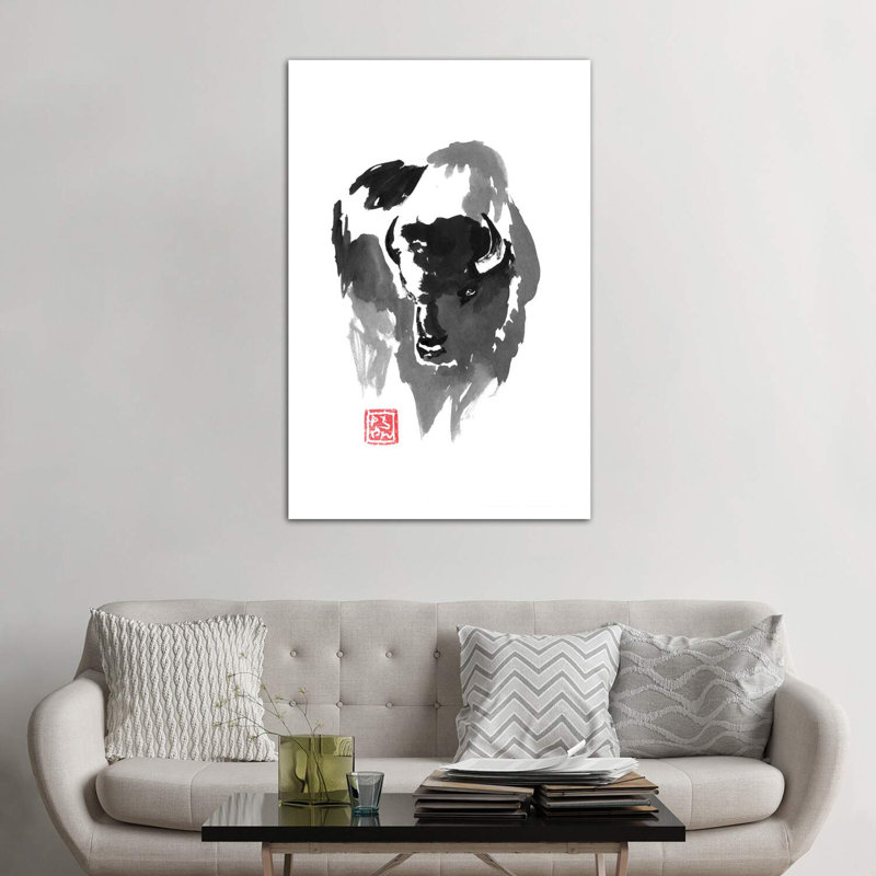 Buffle par Péchane - impression d'art graphique, H 60 po x l 40po x P 1,5 po, Toile tendue, Pas de tapis