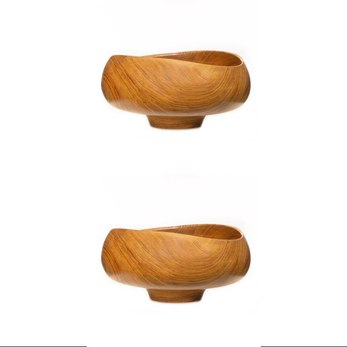 Ensemble de 2 bols en bois de teck Wavy Menbachi