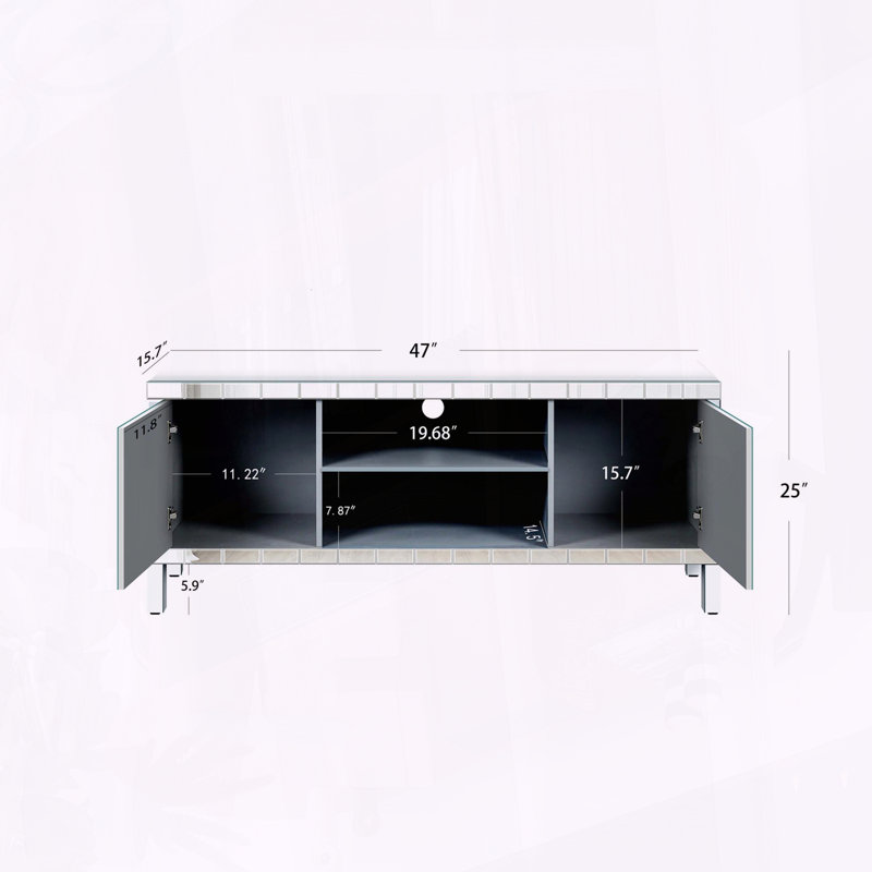 Console à miroir 47 po avec portes en verre Diamond