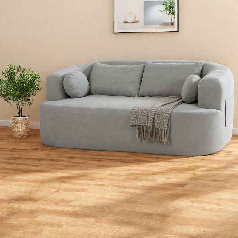 Compact Gray Chenille Sofas Couch For Modern Living Space