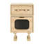 Table d'appoint rotative avec finition naturelle avec armoire en verre, tiroir pratique et base de circulation d'air pour petits espaces