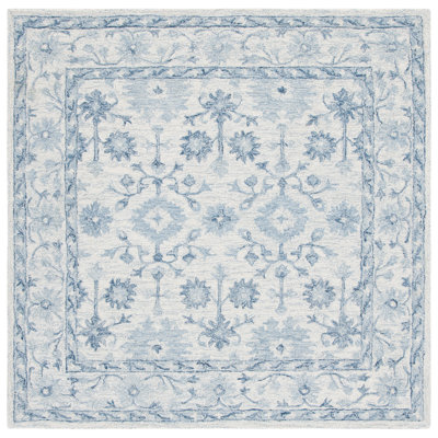 Lethe Oriental Handmade Tufted Wool Blue/Ivory Area Rug