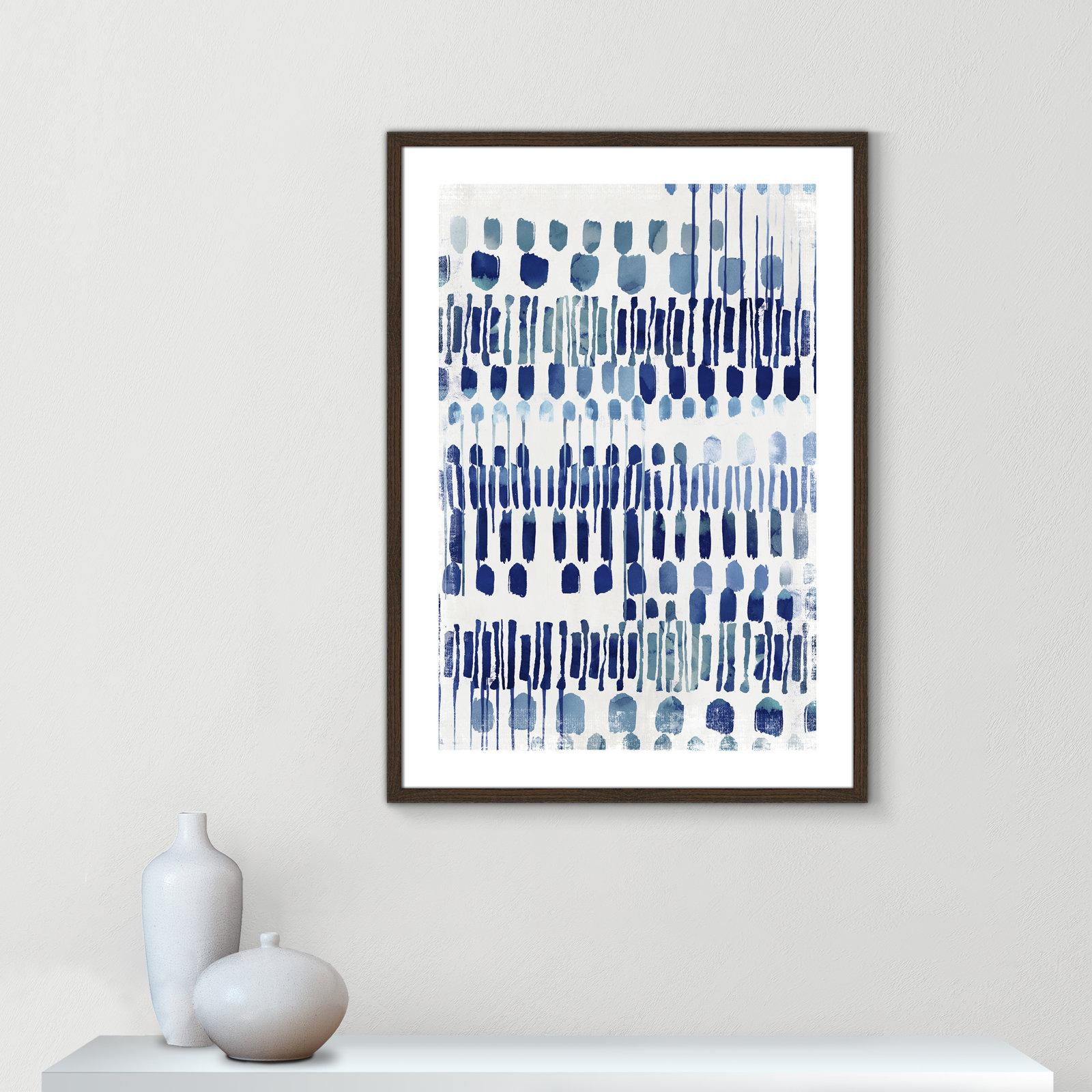 Continuously I - Painting Print, Walnut Wood Grain Framed Paper, White, 35.5" H x 25.5" W x 0.75" D