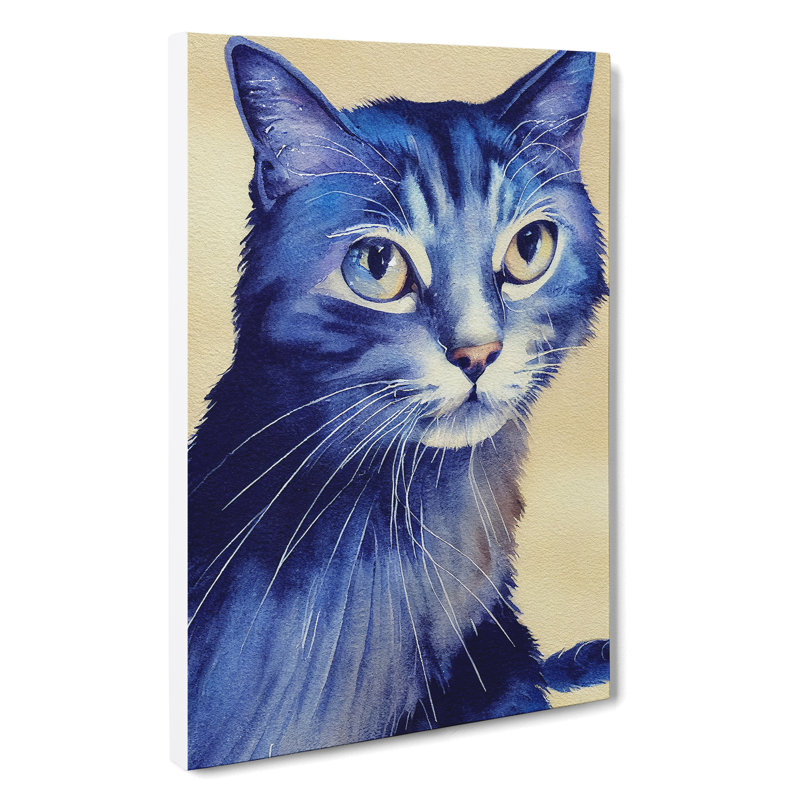 Cat Watercolour No.3 - Wall Art, Wrapped Canvas, 60cm H x 40cm W x 3cm D, No Matte