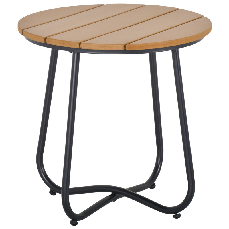 Kankakee Round Wood Metal Outdoor Side Table , 49cm cm W 49cm cm D