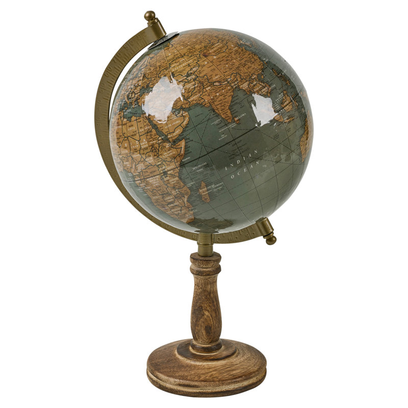 Wood Tabletop Globe, 31cm H x 18cm W x 18cm D