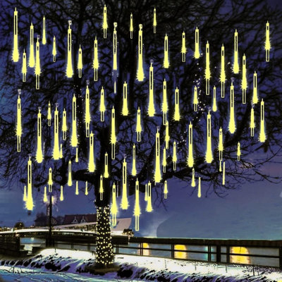 Lumières de Noël pour l'extérieur Certifié UL Météores lumières de douche 8 tubes 192 DEL pluie tombante lumières glaçons neige cascade de lumières de Noël pour arbre fête de mariage décoration de jardin