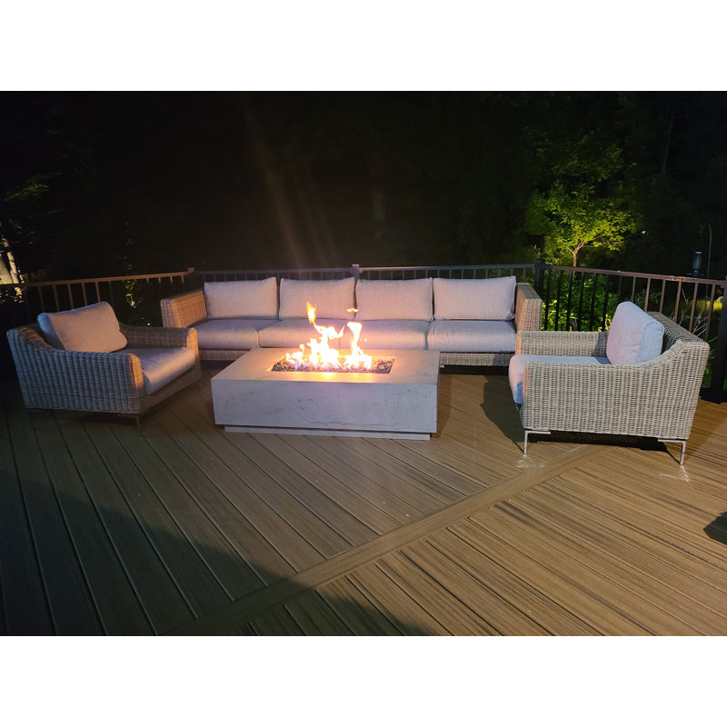 Rectangle Concrete Smokeless Fire Pit Table