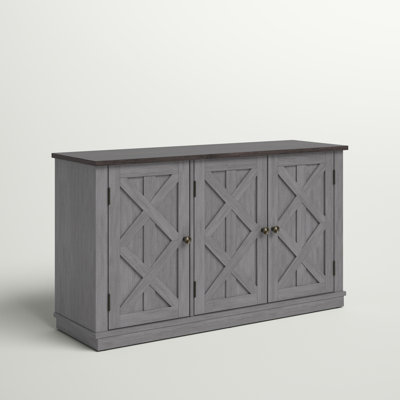 Barboza Farmhouse TV Stand for TVs up to 55", Rustic Media Console with 3 Cabinets
