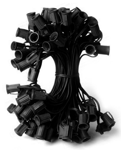 100' Commercial C7 Christmas Light Socket Set, Black