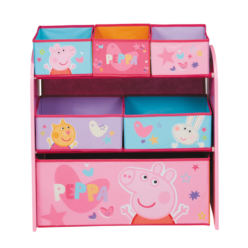 Peppa pig  Wooden Toy Organiser with 6 Storage Bins