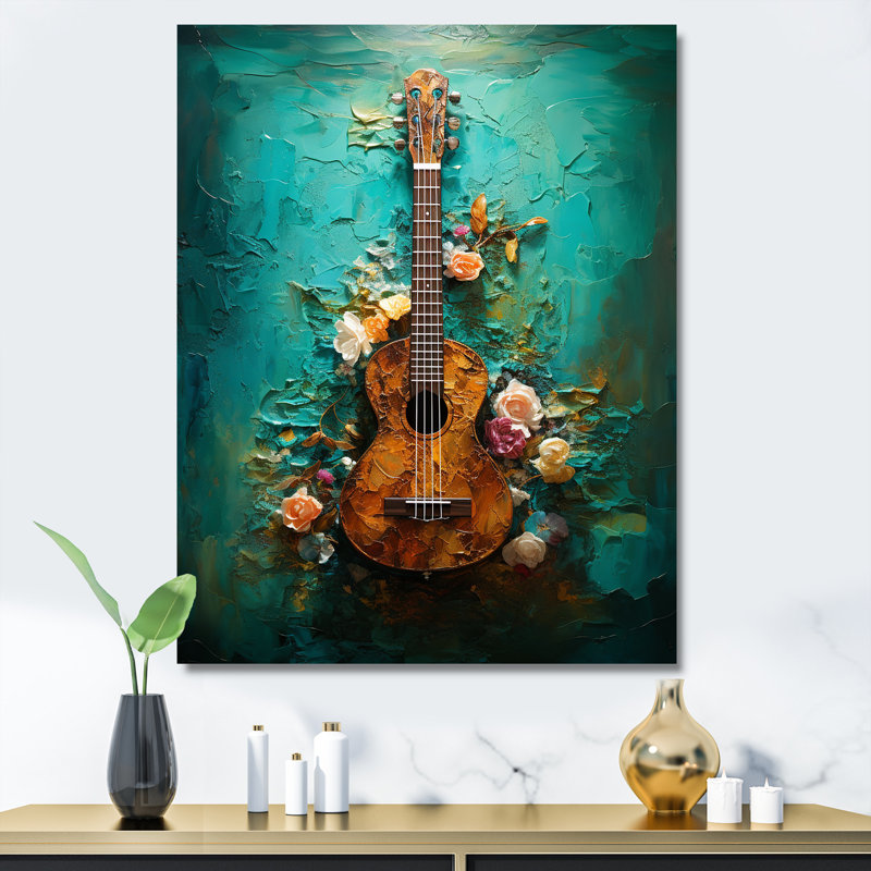 Guitare tropicale euphonique, Toile tendue, H 44 po x l 34 po x P 1,5 po
