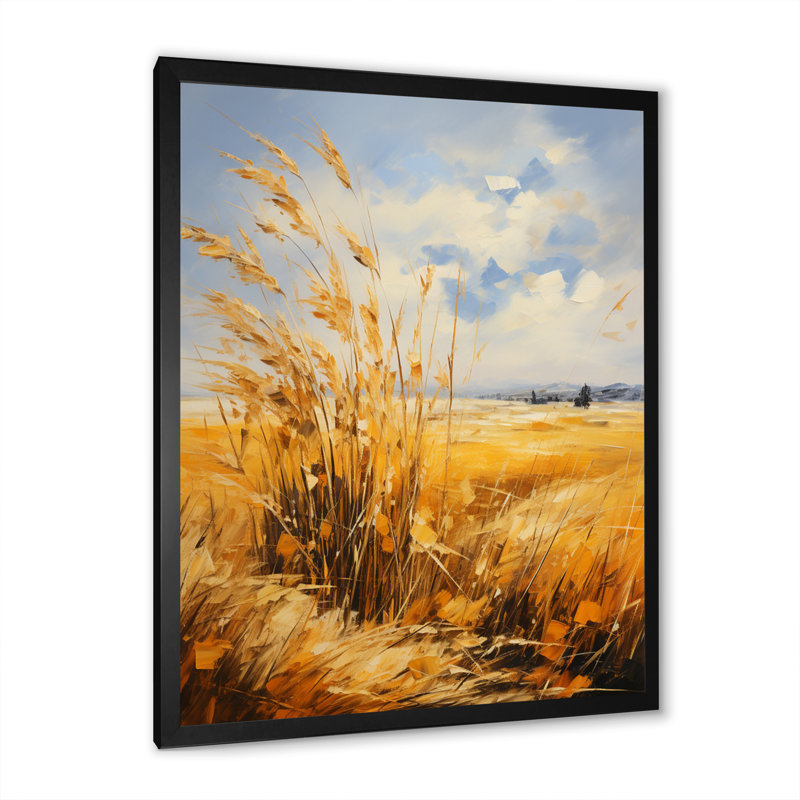 Décoration murale jaune, bleu, ciel audacieux et prairies dorées IV - Paysage et nature, H 32 po x l 16 po x P 1 po