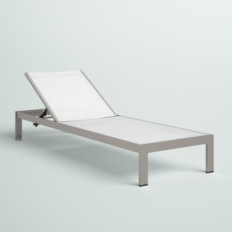 Chaise longue simple inclinable 76 po Aynura, Gris / Blanc