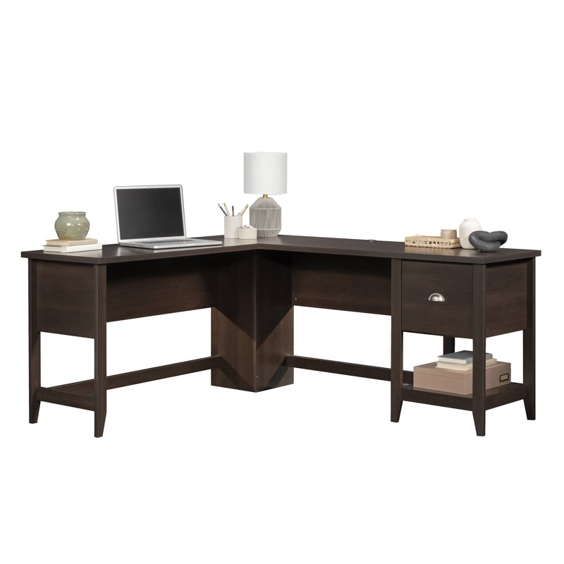 Bureau en L, finition brune, Brun