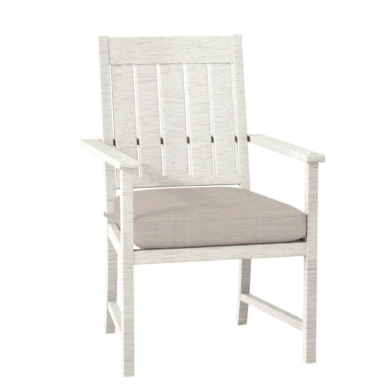 Croquet Patio Dining Armchair with Cushions, Oyster, Dove Sunbrella® Linen, No Welt