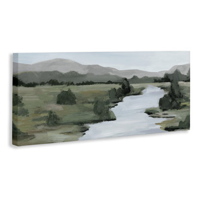 Art mural sur toile Jagged River with Distant Mountain, design par Hannah Dawson