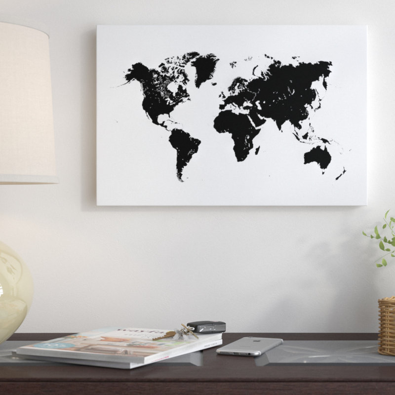 « world », impression sur toile tendue, H 8 po x l 12 po x p 0,75 po, Pas de tapis, Toile tendue