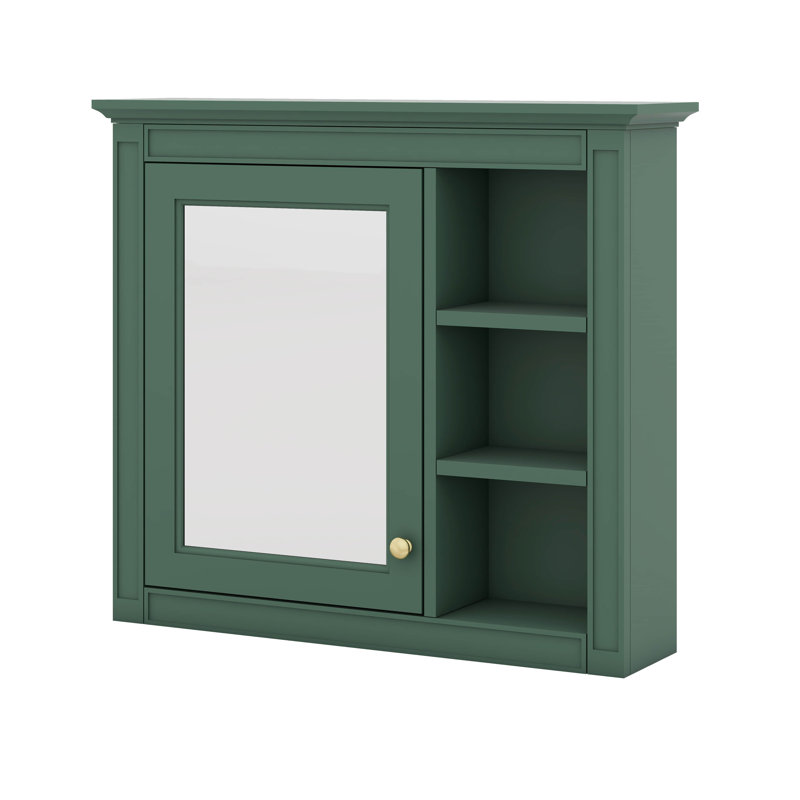 Pharmacie avec porte miroir et tablettes réglables, Vert