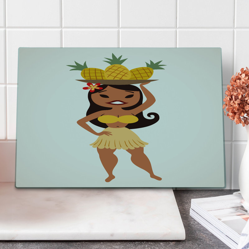 Ambesonne Aloha Hawaii Cutting Board Large Size Tropical Pineapples Multicolor