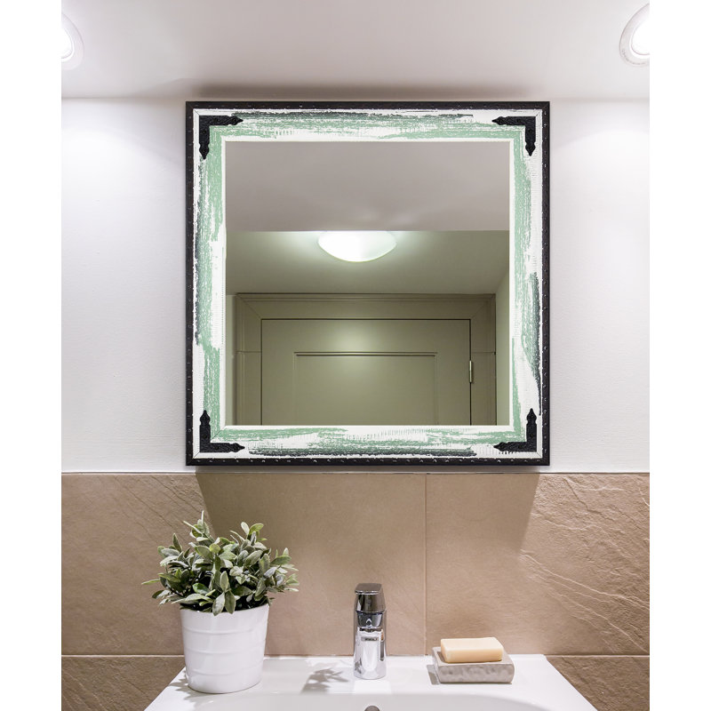 Umstead Solid Wood Flat Wall Mirror, 25.5" H x 25.5" W, Seafoam