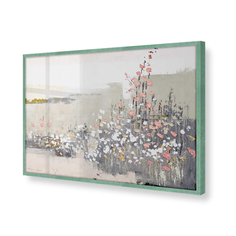 «Floral Haze» sur papier, H 25 po x l 37 po, Cadre citronnelle
