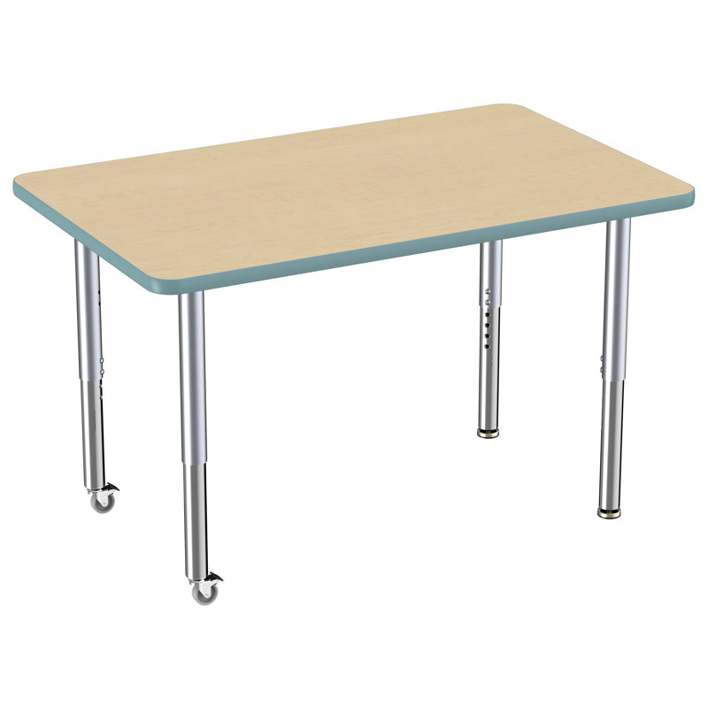 Table rectangulaire d'activité rectangulaire avec pieds réglables, Gris/noir, Super, 30" x 60"