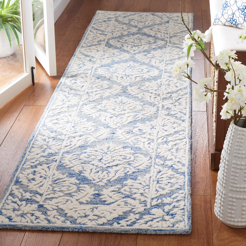Elsun Hand Tufted Wool And Cotton With Latex Damask Rug, Runner 2'3" x 9'