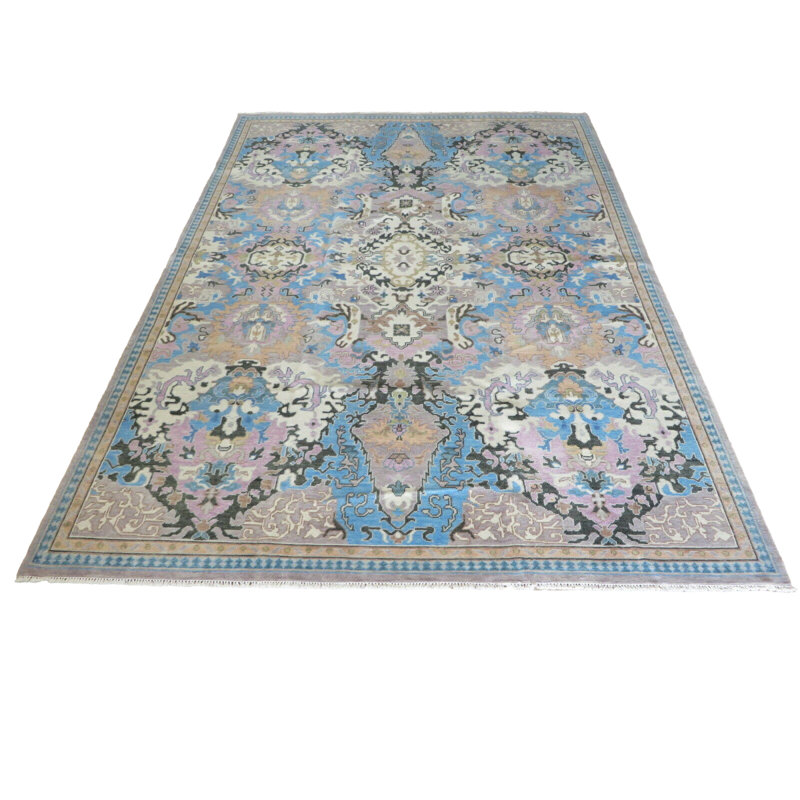 Tapis oriental géométrique noué à la main multicolore 10 x 14 pi 2 po C847777589FB48A390C0F5723C069193