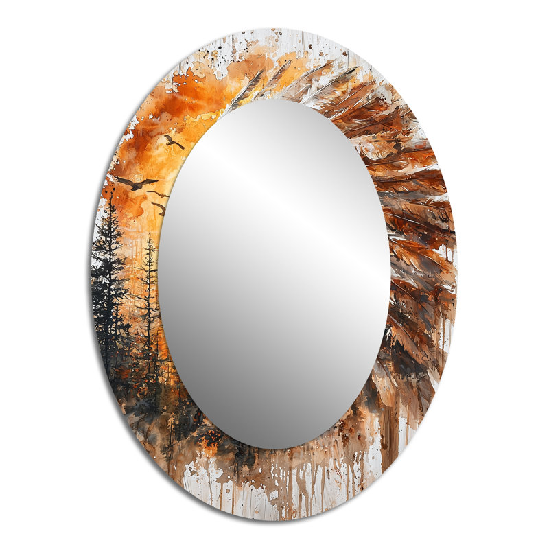 Native American Warrior Energy Of Forest II - Miroir décoratif en métal, 40 po x 30 po