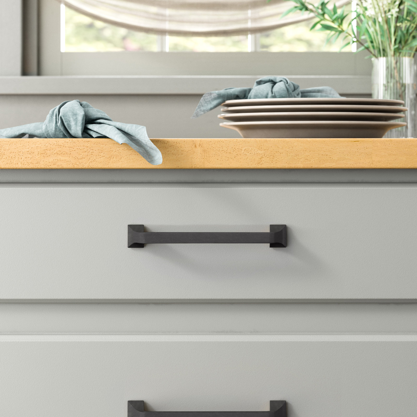 Forge Farmhouse Cabinet Pull, Black Iron, 3", 1