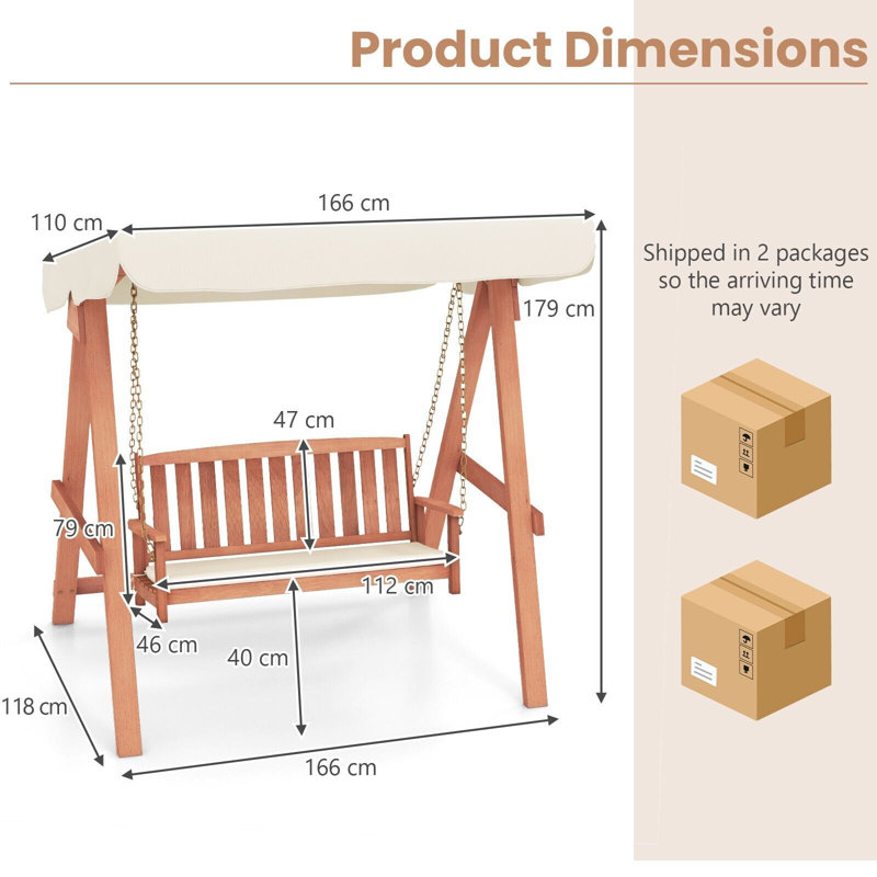 2 Person Porch Swing with Canopy