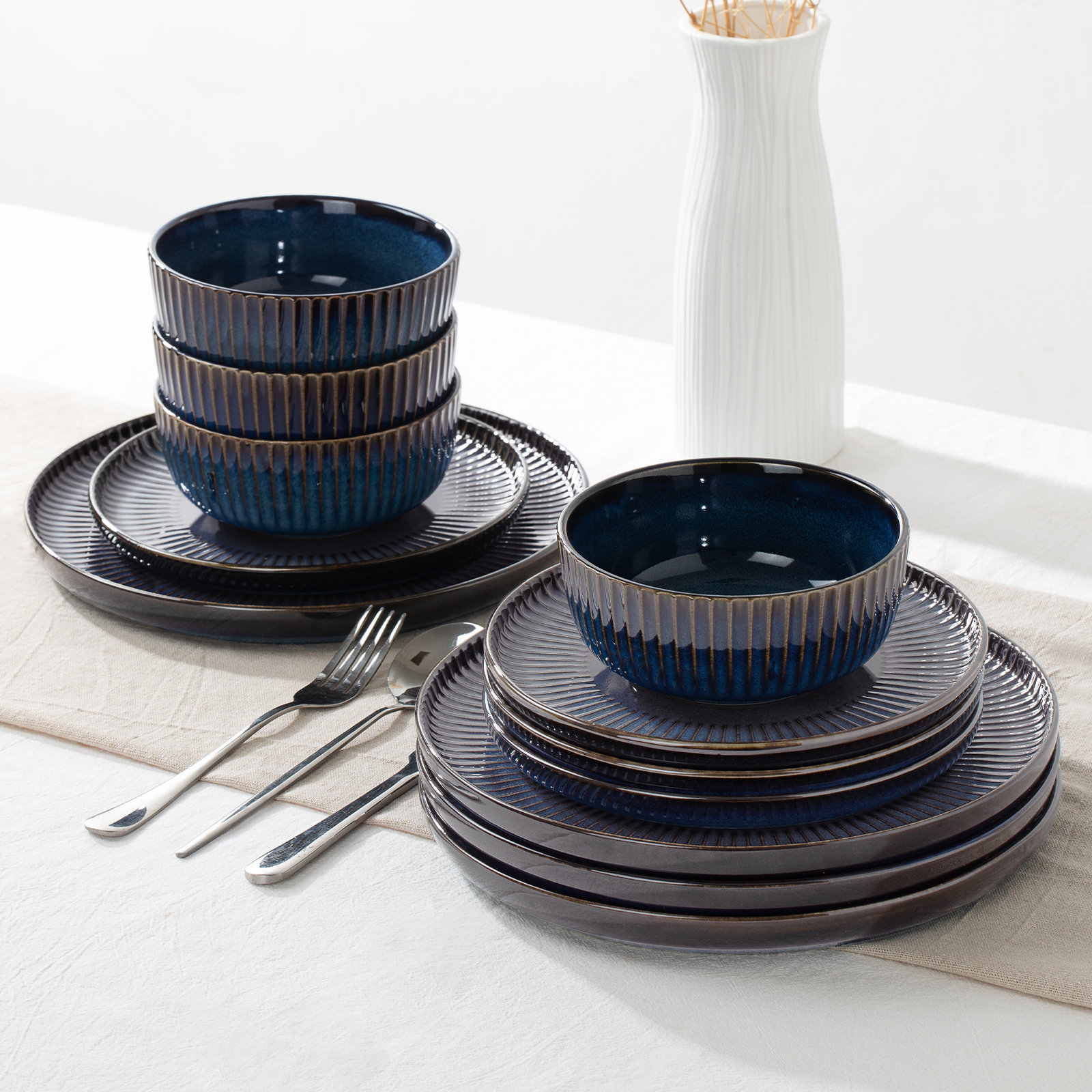 Stoneware Dinnerware Set, Nebulas Blue