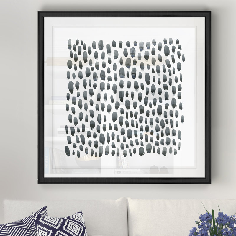 «Blue Gray Tessera II», reproduction d'art sur toile, Cadre noir, H 30 po x l 30 po x P 1,5 po