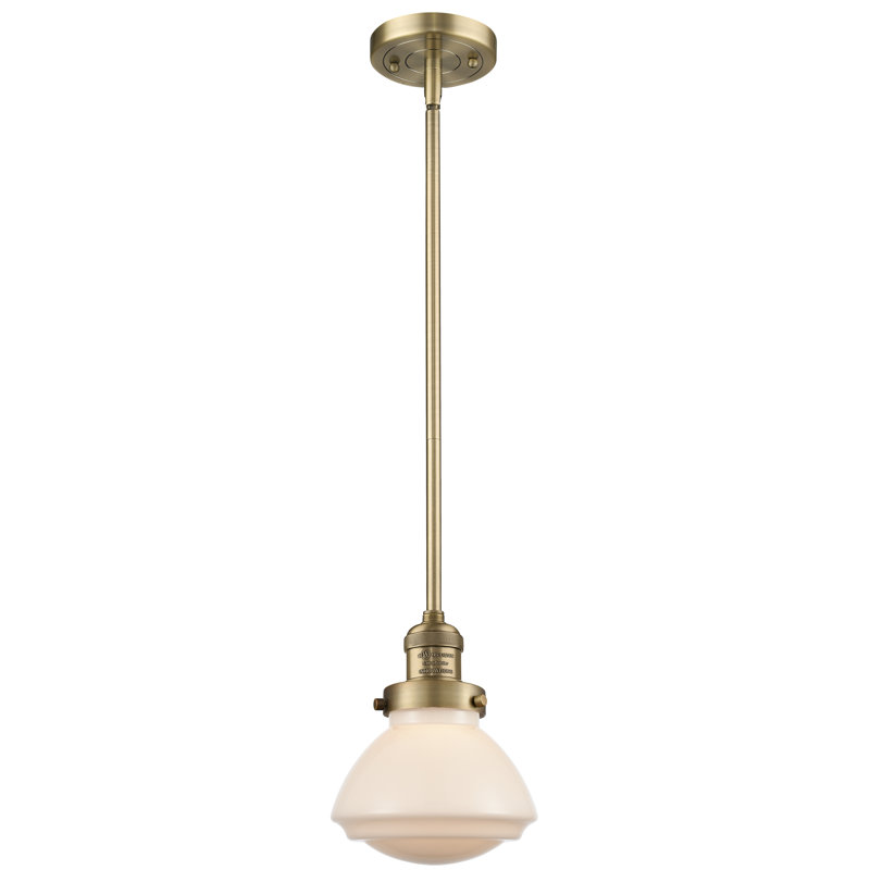 Luminaire suspendu simple à 1 lumière Chesterville, Blanc mat, Ampoule non incluse, Laiton brossé