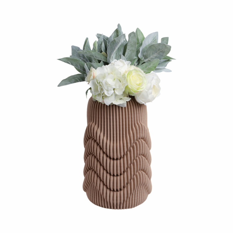 Sagebrook Home 15" Ethos Large 3D Printed Porcelain Vase, 15" H x 9" W x 9" D