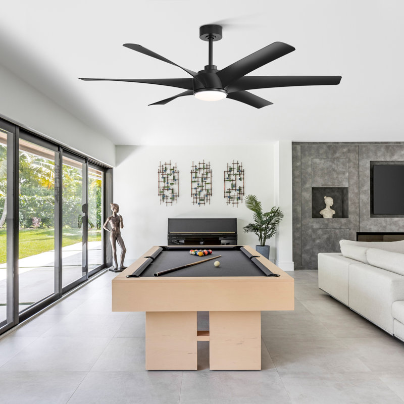 Ventilateur de plafond à moteur à courant continu 6 pales intérieur / extérieur 65 "avec lumière et télécommande Nausica