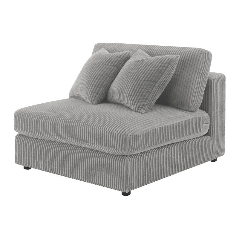 Fauteuil rembourré sans accoudoirs, Velours côtelé gris
