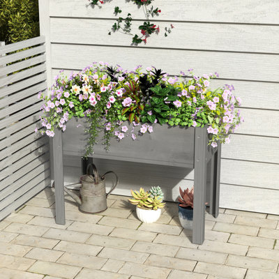 Boîte à fleurs surélevée en bois massif de 40 pouces de hauteur avec support à quatre pieds pour la plantation en plein air d'herbes et de légumes, brun chaud, facile à bricoler, largeur 20, hauteur 31, stabilité de 19,47 lb