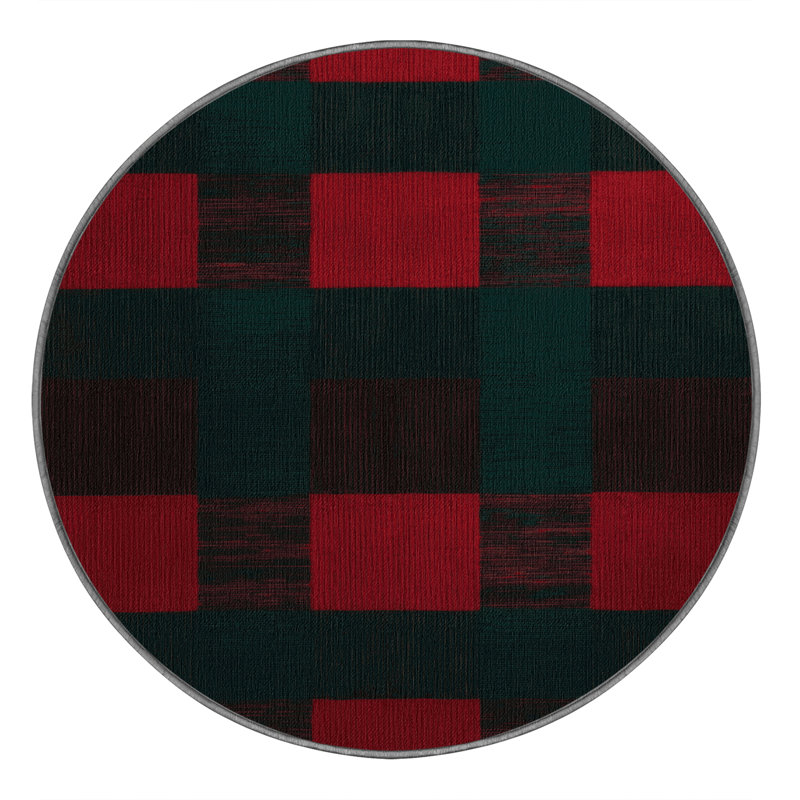 Tapis botanique brun lavable à la machine, Rond 4 pi