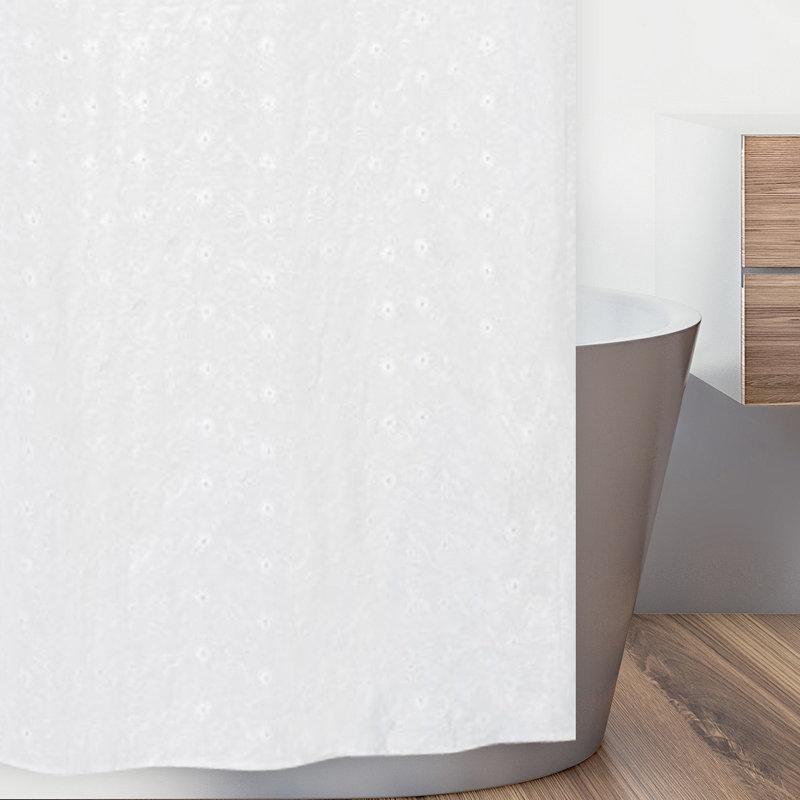 Eyelet Solid Color Single Shower Curtain