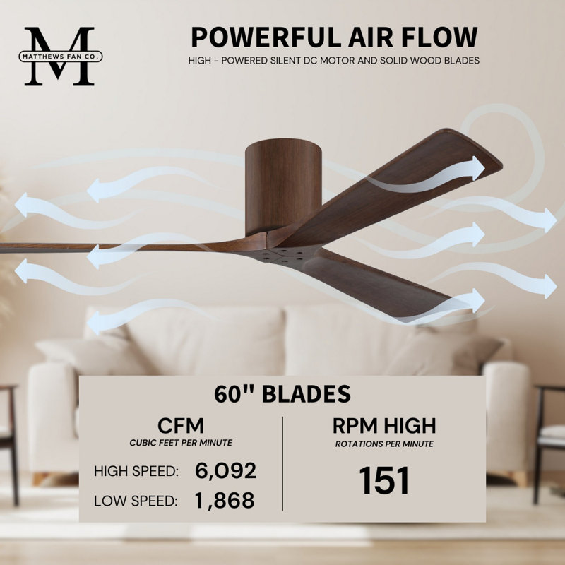Irene Ceiling Fan, Walnut, Walnut Tone, 60"