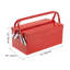 Boîte à outils en porte-à-faux en acier rouge de 14 pouces avec organisateur à 3 plateaux et poignées doubles - Rangement portatif robuste