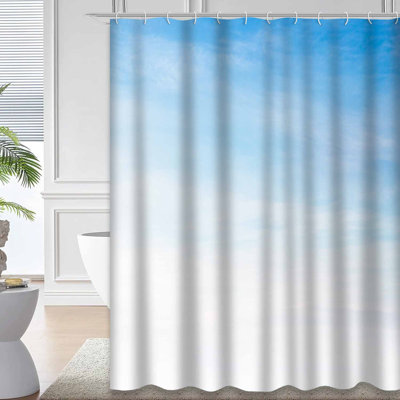 Soft Sky Light Cloud White Morning Blue Shower Curtain with 12 Hooks