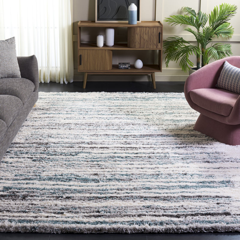 Tapis ivoire / bleu sarcelle Adam, Rectangulaire 8 pi x 10 pi