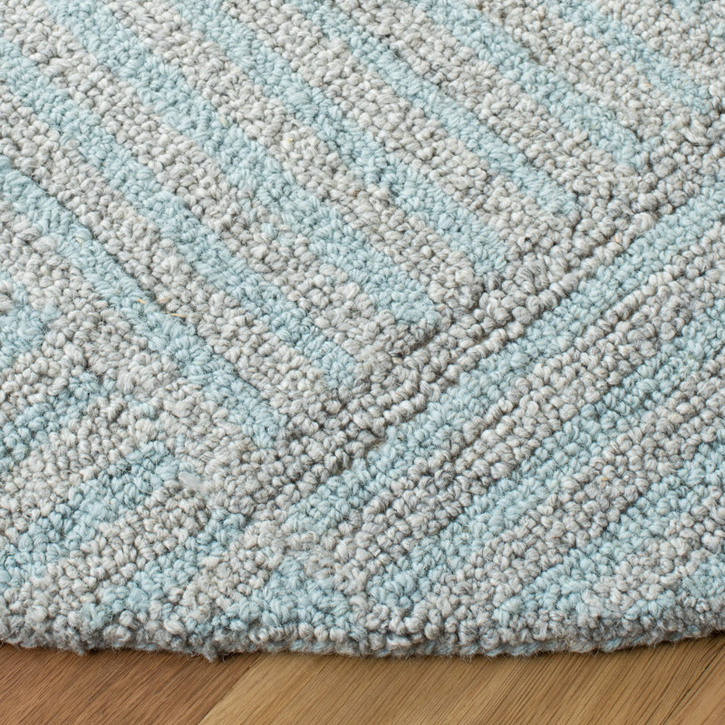 Stockton Hand Tufted Performance Striped Rug, Round 6'