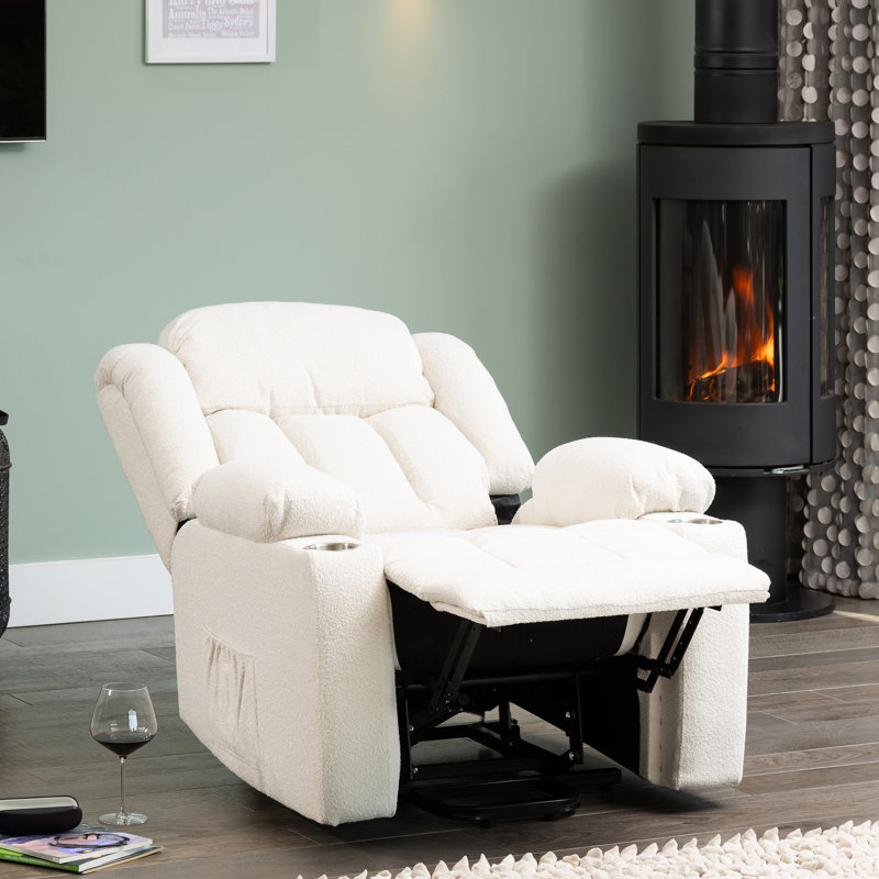Redding 89cm Wide Lift Assist Standard Recliner with Massager, Cream